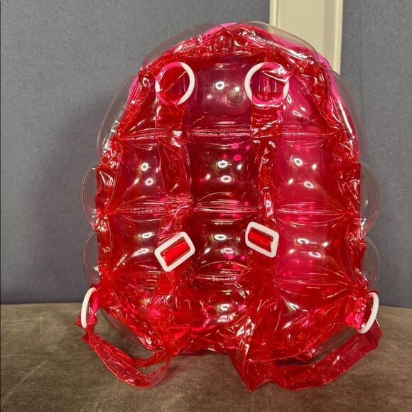 Red Inflatable Bubble Backpack Zipper Closure One Size NEW - Picture 5 of 14